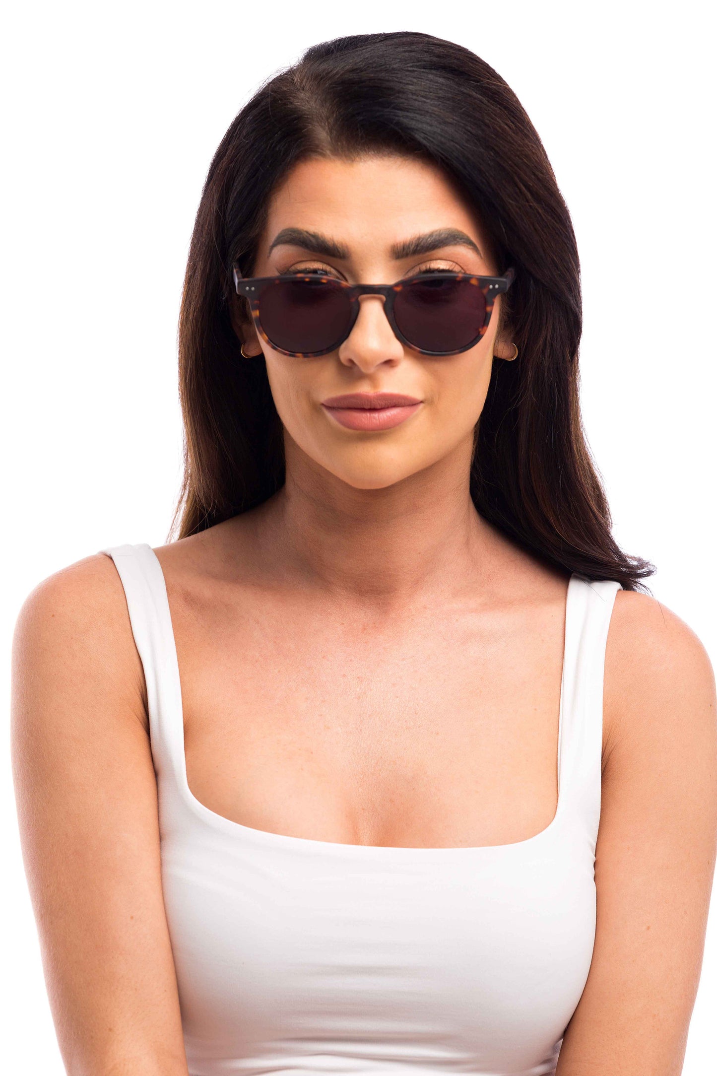 Woman Wearing Clarke Sunglasses Prescription (Grey)